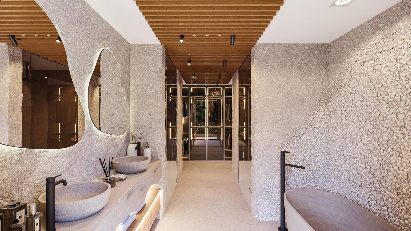 Innenraumvisualisierung Badezimmer Ankleidezimmer Luxusvilla Mallorca – CLARITY – gmsvision