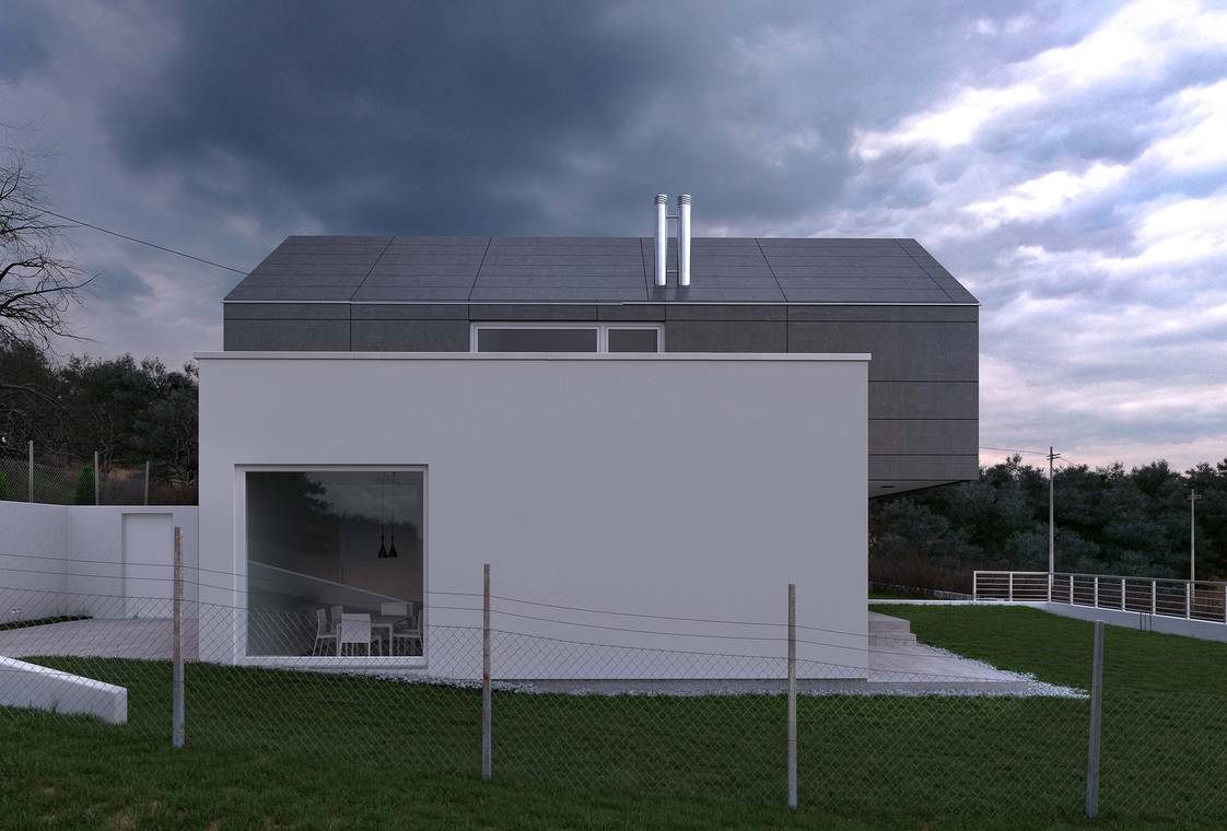 fotorealistische Visualisierung eines modernen Wohnhauses in Kroatien mit klarer Architektur