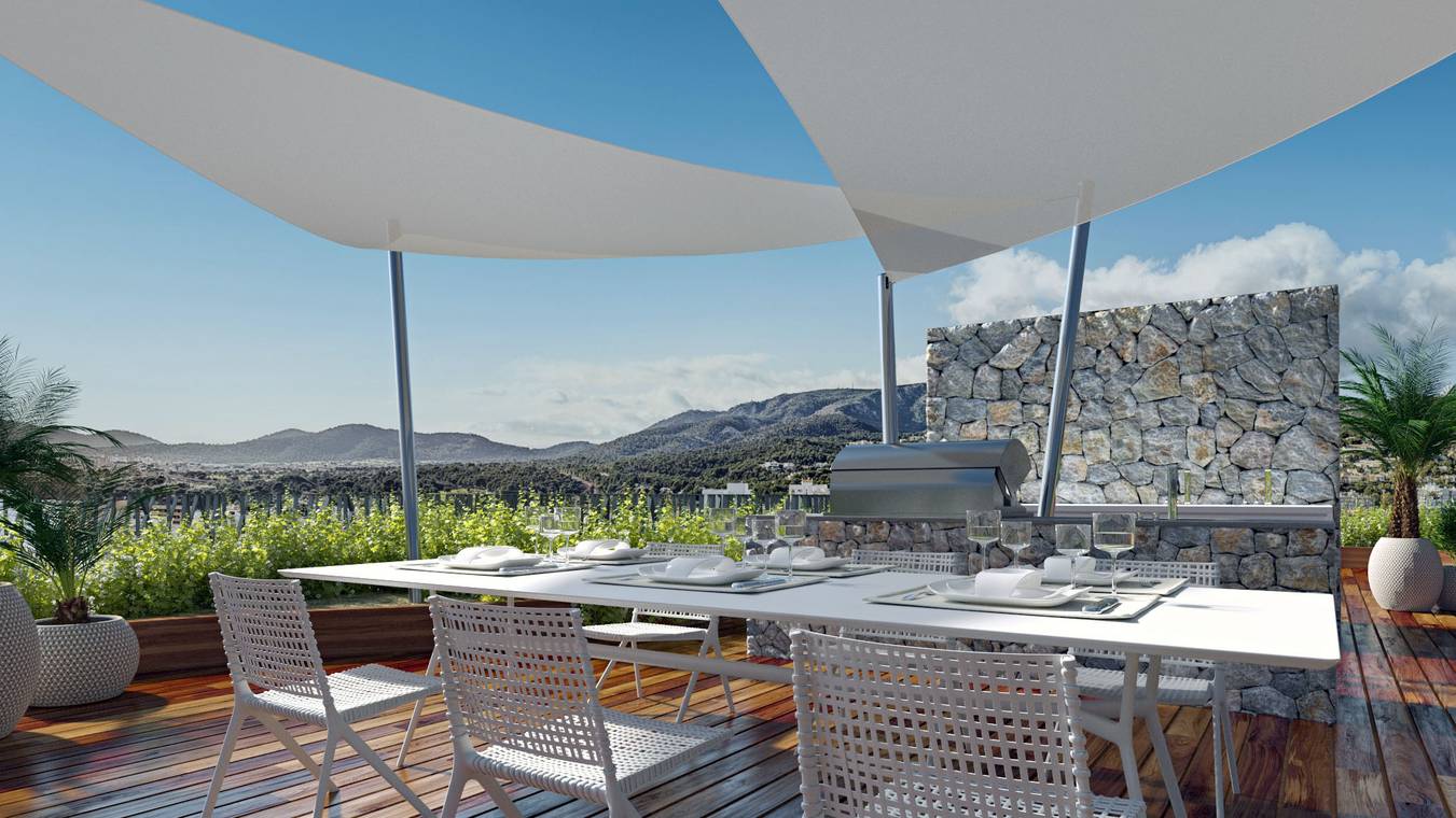 Architekturvisualisierung Dachterrasse mit Outdoor Küche in Portals Nous Mallorca  ????????