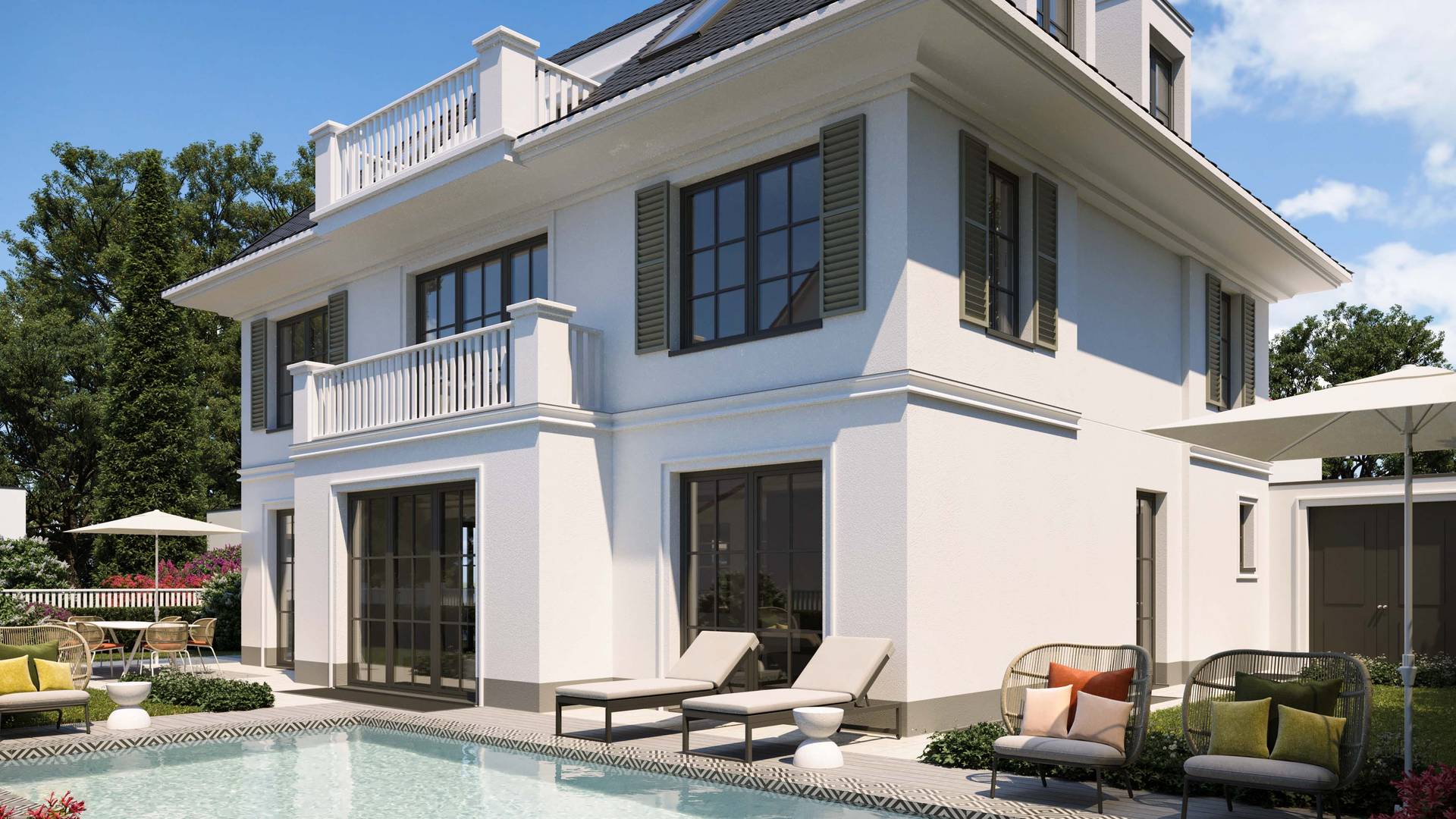 Fotorealistische Darstellung Stadtvilla Berlin – Villa mit Pool