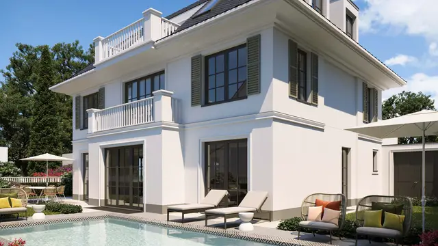 Fotorealistische Darstellung Stadtvilla Berlin – Villa mit Pool