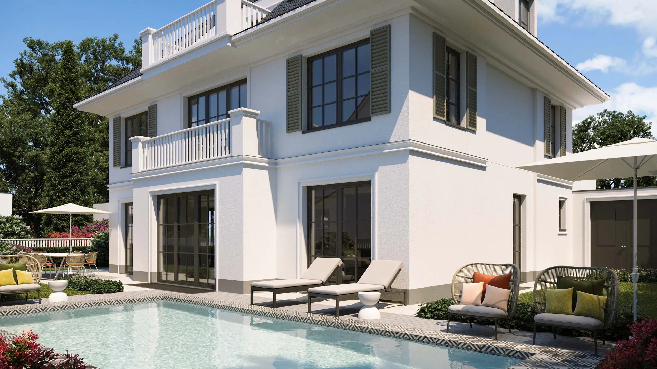 3D Rendering Berlin – Stadtvilla mit Pool