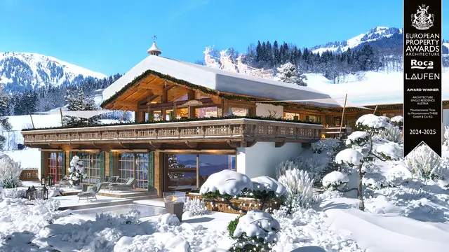 Architekturvisualisierung Mountainments THREE Kitzbühel – Gewinner European Property Award 2024-2025