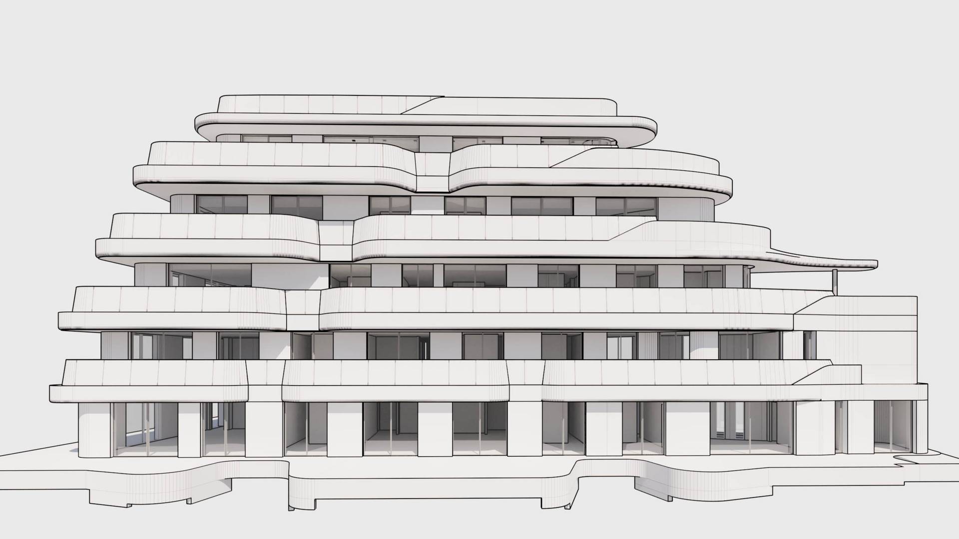 3D Architekturvisualisierung THE ONE Ibiza Luxus Wohngebäude Ibiza Außenrendering