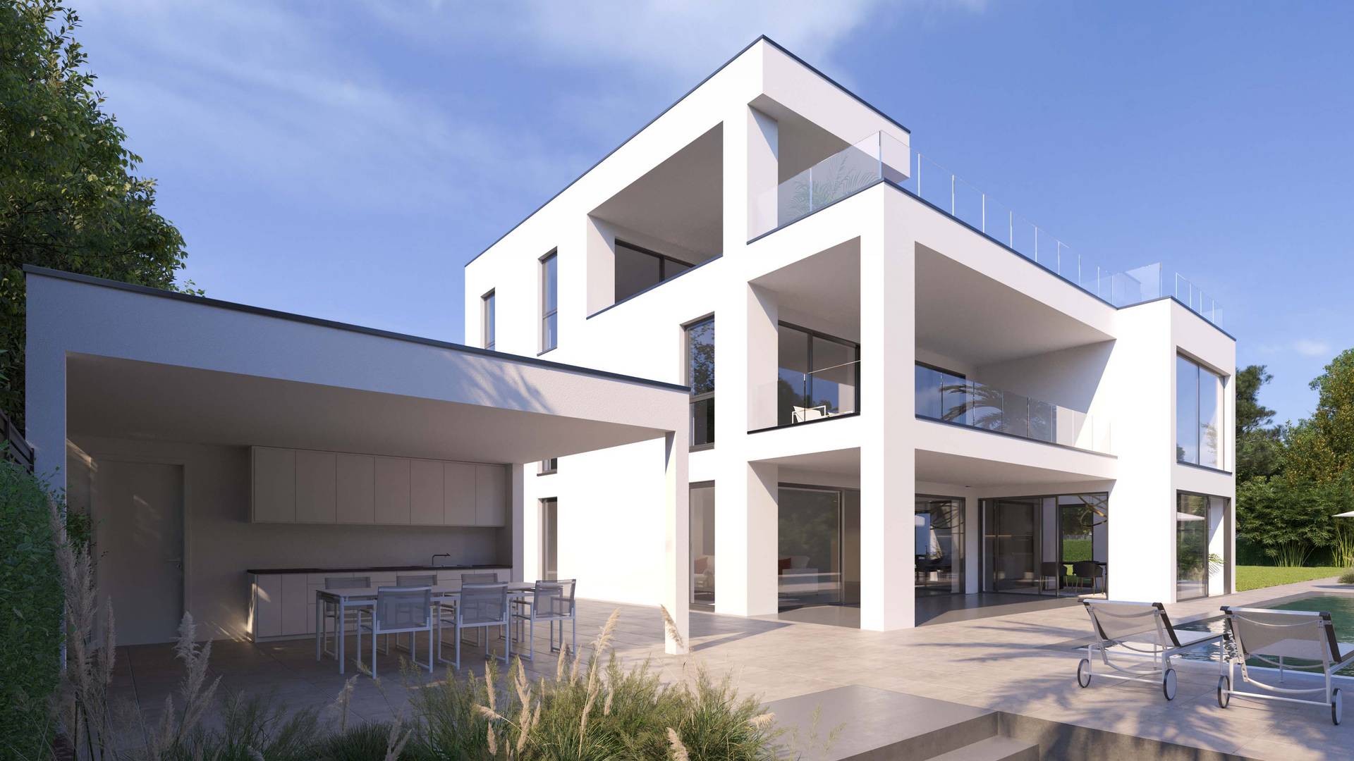 Einfamilienhaus Frankfurt moderne Wohnarchitektur Außenansicht