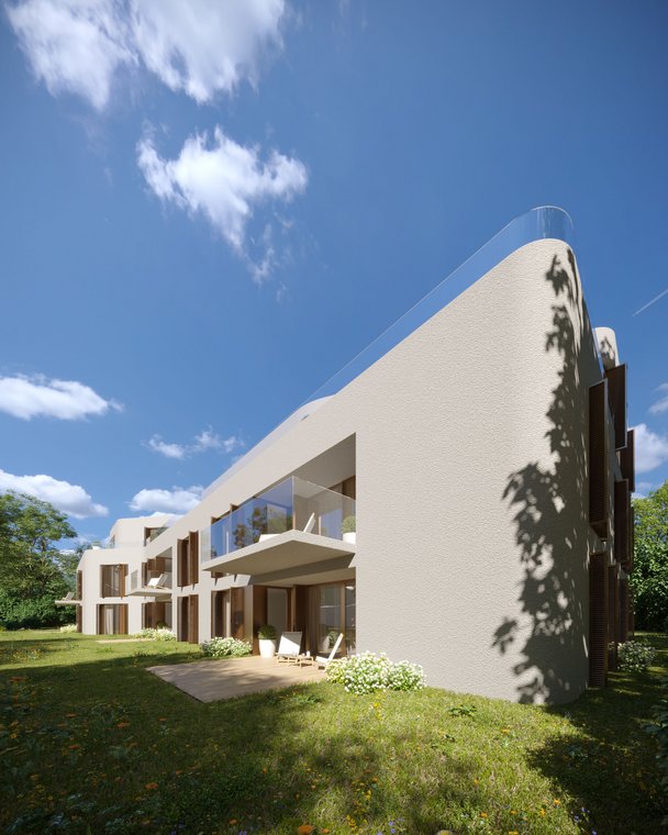 Daylight rendering of a modern residential building at Benediktenwandstraße Berlin