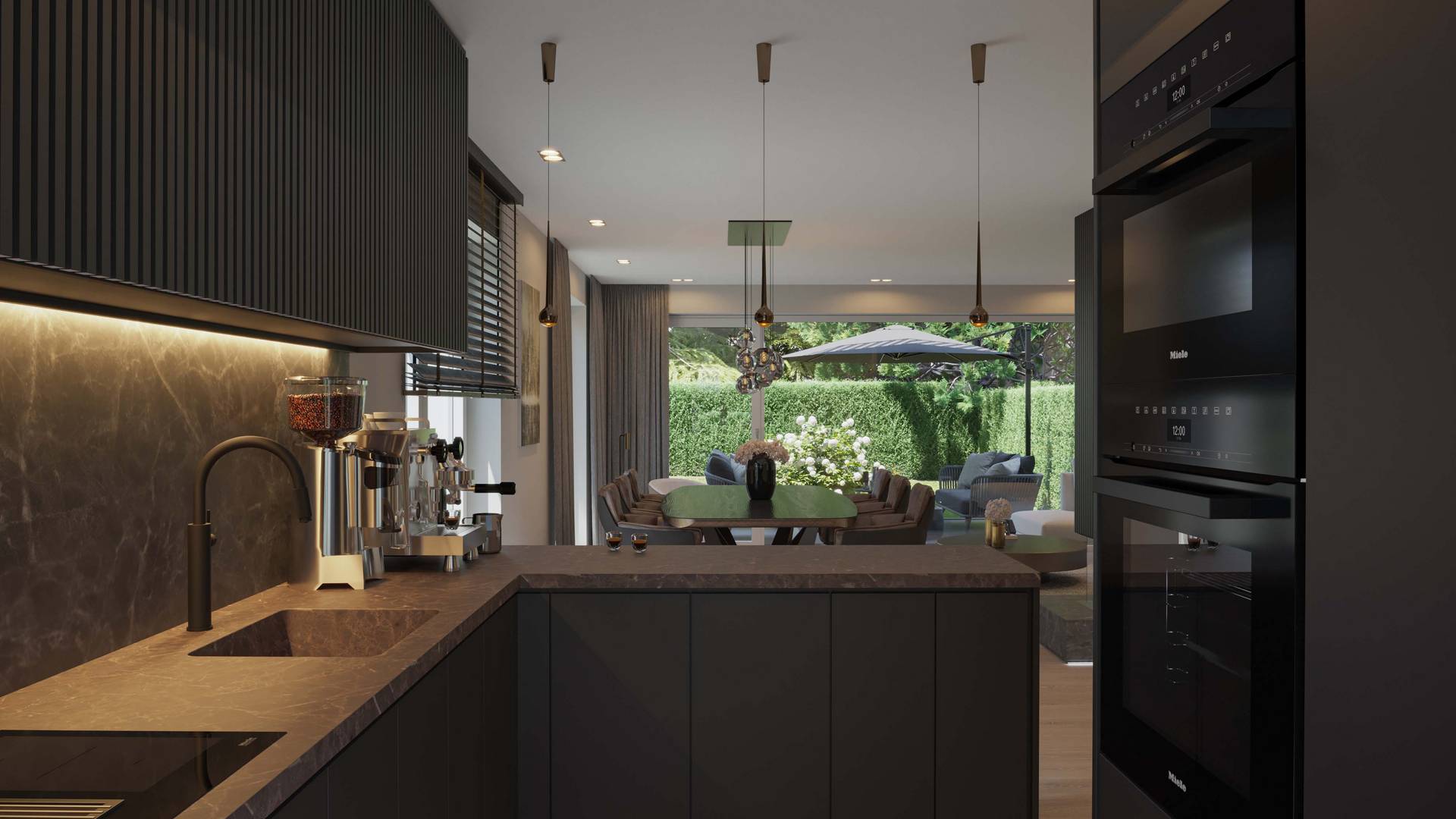 fotorealistische 3D Visualisierung  Reihenhäuser München