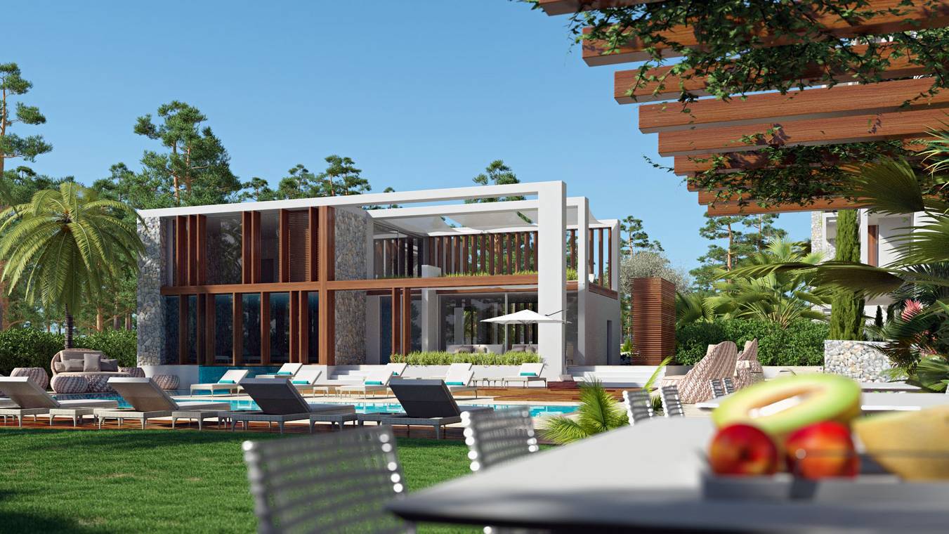 3D Rendering moderne Luxusvilla mit Pool in Portals Nous Mallorca  ????????