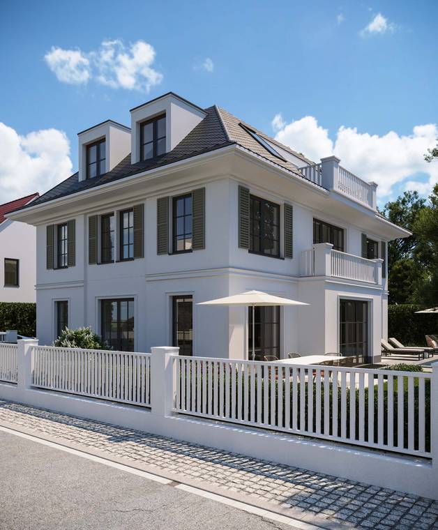 architectural visualization of luxury city villa in Berlin with garden and terrace