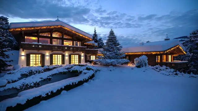 3D Architekturvisualisierung des Luxus Chalet Projekts Mountainments TWO in Kitzbühel Österreich