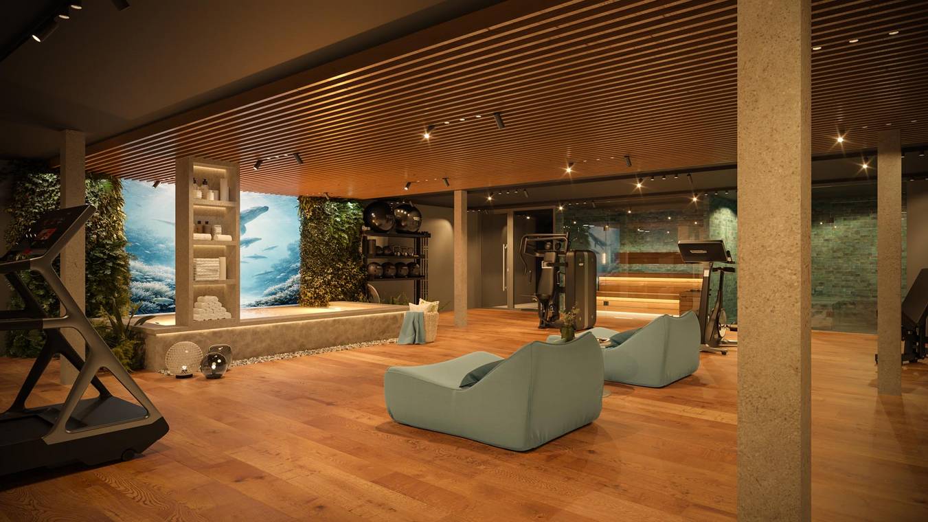 Innenraumvisualisierung Fitness SPA Bereich Luxusvilla Mallorca – CLARITY – gmsvision