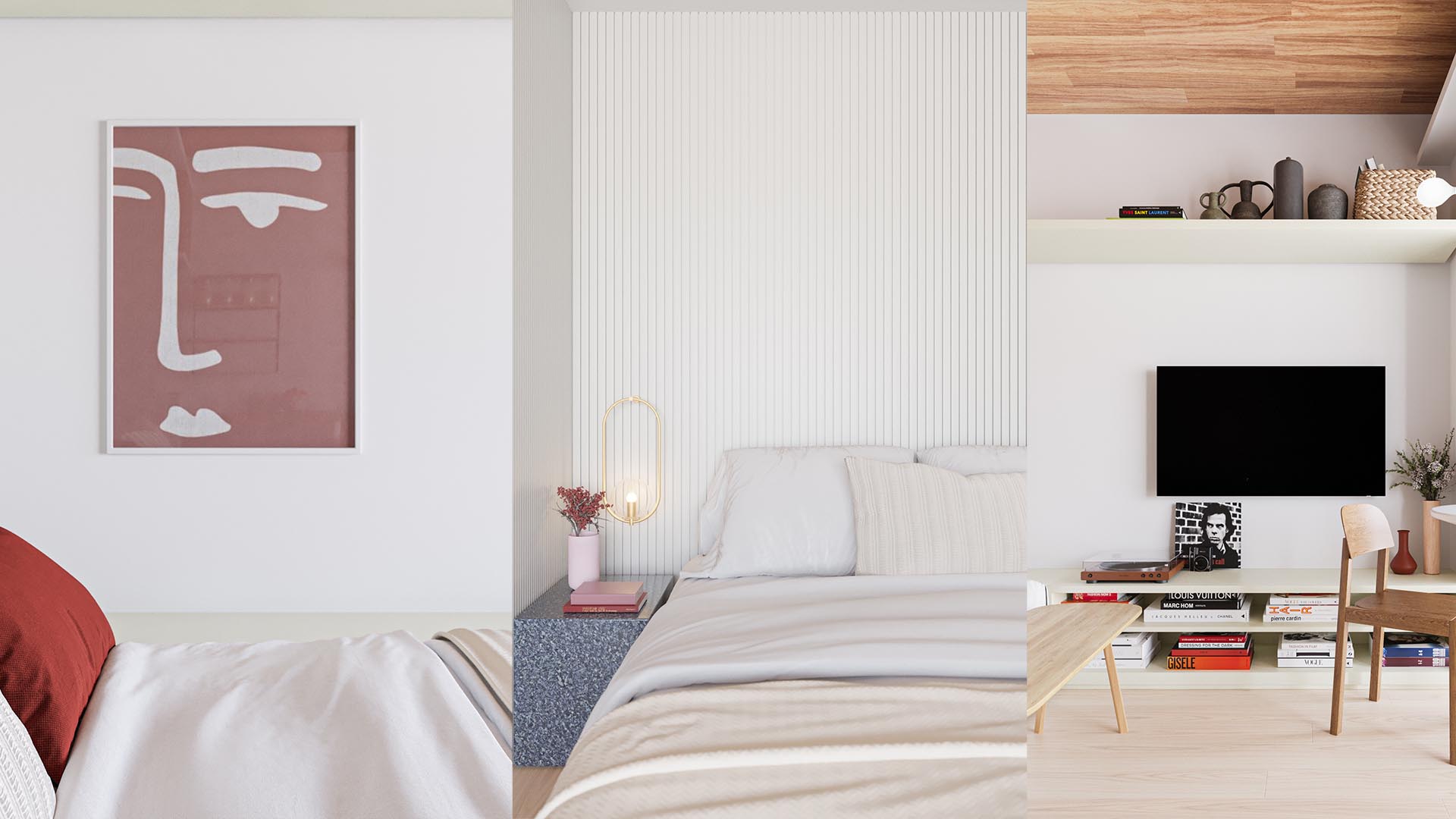 photorealistic architectural visualization bedroom lighting atmosphere interior rendering
