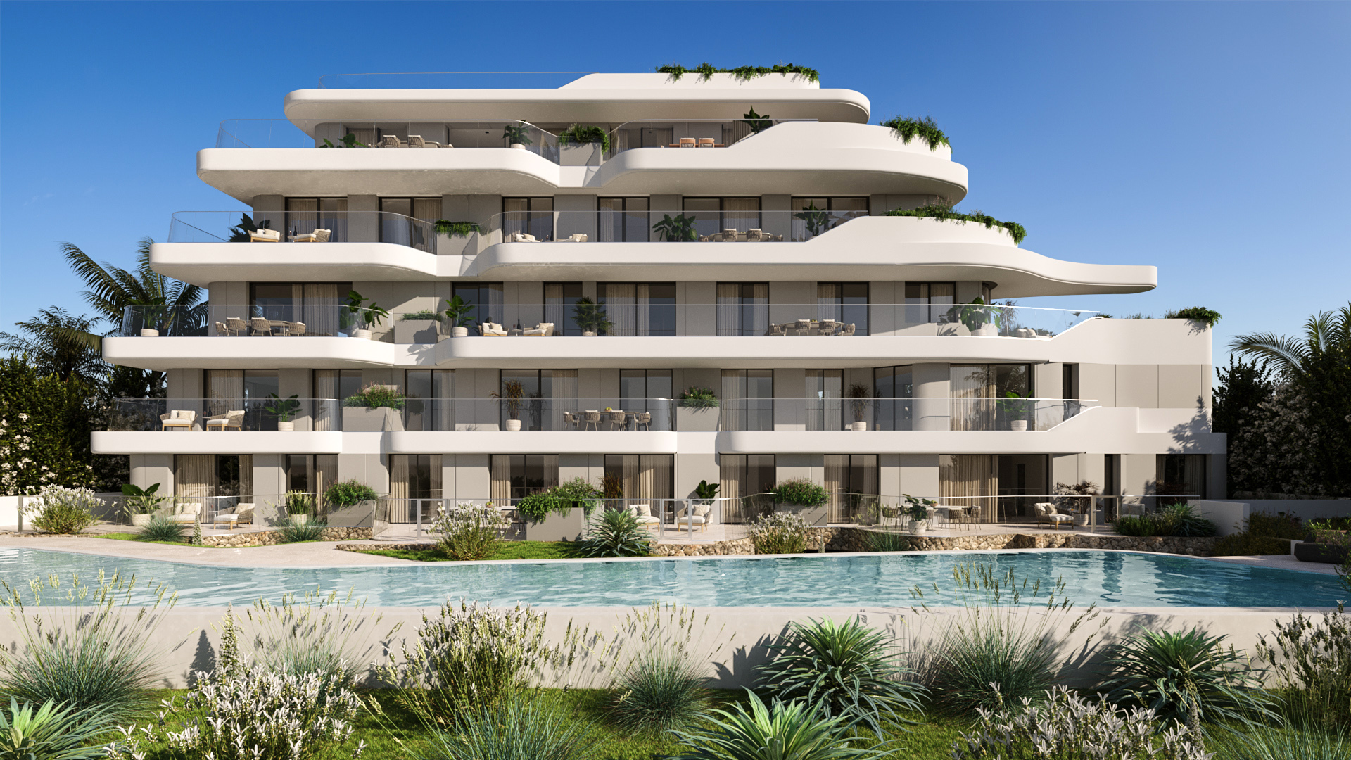 Fotorealistische 3D Architekturvisualisierung THE ONE Ibiza Wohnanlage Ibiza